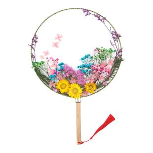 永生花团扇手工diy材料包古风扇子干花幼儿园三八节送女生礼物