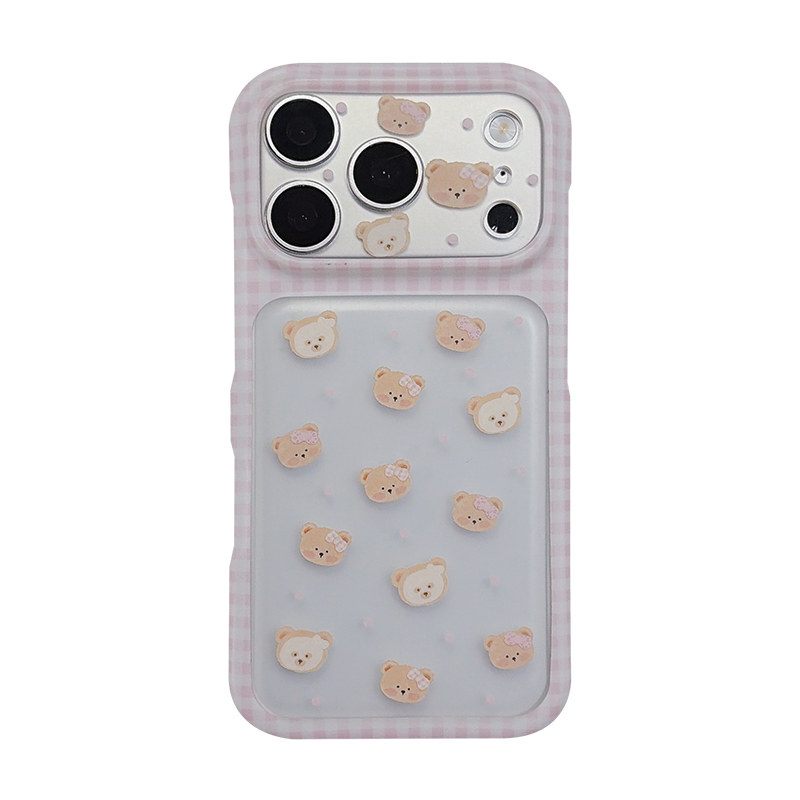 韩风可爱贴面膜小熊适用苹果17手机壳iPhone17promax新款16防摔18pro保护套15镜头全包17p小众高级感软硅胶女