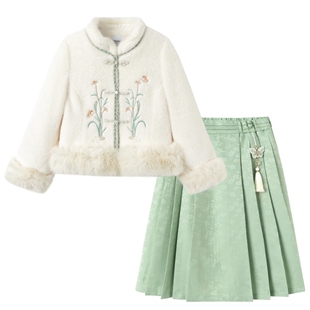 巴拉巴拉女童汉服套装中大童宝宝马面裙秋冬款童装儿童国风裙子潮