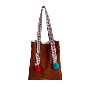 现货泰国清迈小众棉麻布手工单肩手提包三角包简约百搭可爱小清新