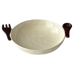 穆尼 开饭啦餐具卡通萌趣圆盘椭圆盘好看的沙拉意面盘甜品寿司盘