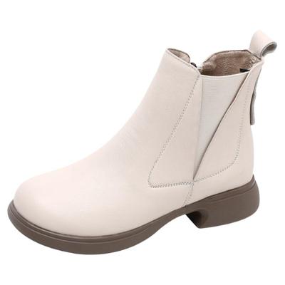 舒适平底短靴真皮软皮女靴