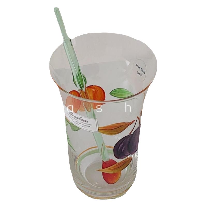 ls中古手绘樱桃玻璃杯果汁汽水