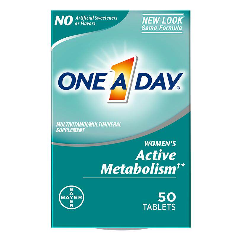拜耳Oneaday女性复合维生素新陈代谢燃动小马达保健品咖啡因50粒