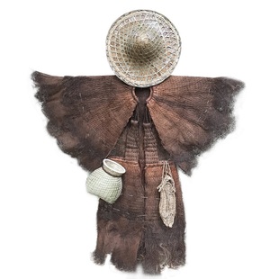 蓑衣斗笠帽草鞋鱼篓棕衣防雨农家乐装饰古代蓑笠怀旧挂件披肩梭衣