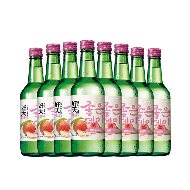 好天好飲韓國進(jìn)口燒酒蜜桃果味低度微醺女士燒酒360ml*6瓶