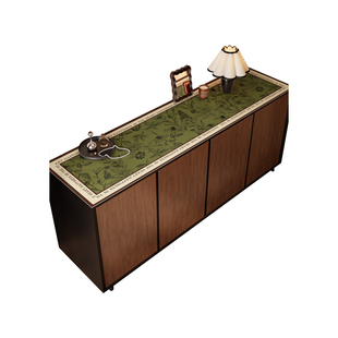 复古风餐边柜台面保护垫轻奢高级感桌布防水防油皮革桌垫电视柜垫