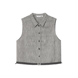 【新品】ZUCZUG 素然26春女士简约休闲进口杂色色织布翻领马甲