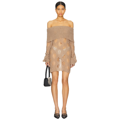 superdown 一字肩针织抹胸连衣裙性感毛衣连衣裙REVOLVE