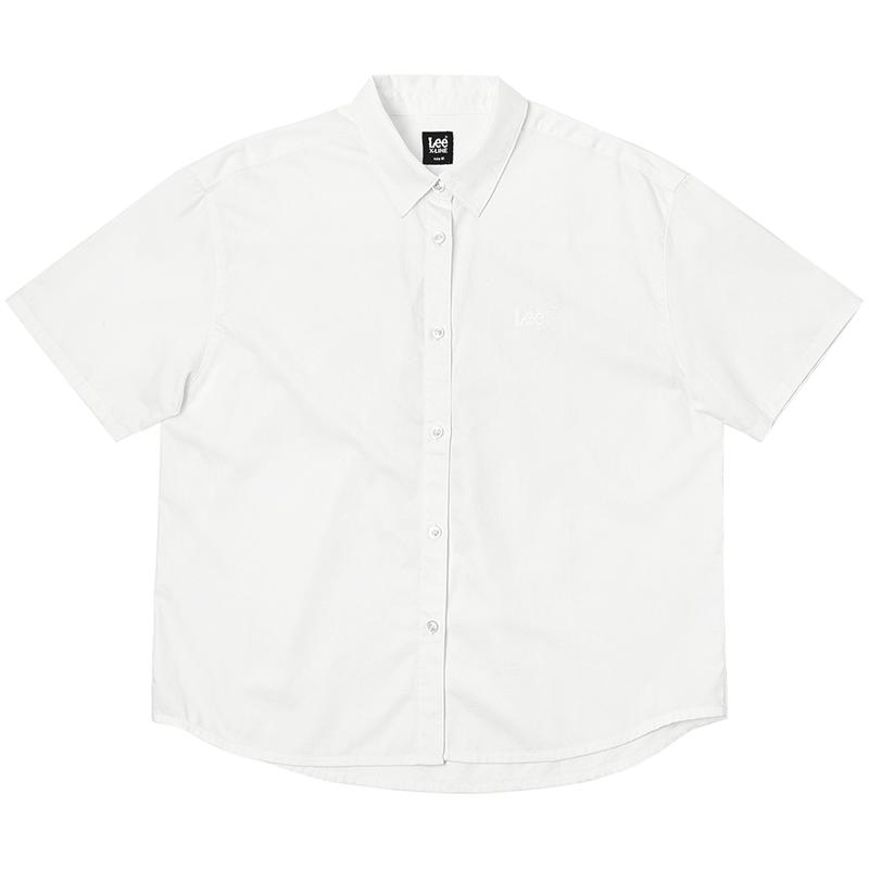 Lee舒适版经典翻领Logo徽标印花天丝白色女短袖衬衫LWT009858207实拍图 商品