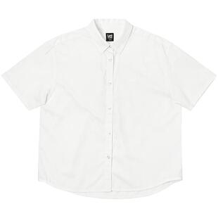 Lee舒适版经典翻领Logo徽标印花天丝白色女短袖衬衫LWT009858207