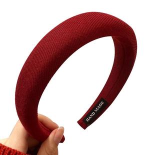 红色高颅顶发箍2026新年高级丝绒发卡秋冬压发头箍发捆新年头饰女