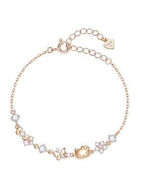 三丽鸥凯蒂猫女生精致纯银手链