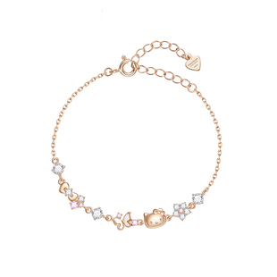 hellokitty三丽鸥纯银手链女凯蒂猫儿童送闺蜜女生生日送女孩礼物