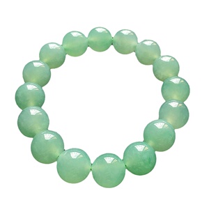 缅甸翡翠高冰种阳绿色珠子手链卡13.5mm老种a货冰透水润翠绿珠链