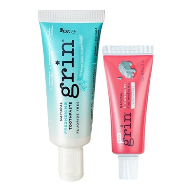 grin亲子旅行装含氟草莓牙膏