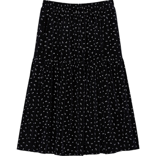 DM100大码百分百女装微胖mm冬季甜美百搭碎花丝绒伞摆长款半身裙