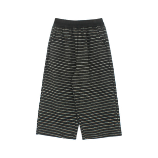 大耳象女童条纹加绒长裤冬季新款宝儿休闲百搭直筒羊毛混纺裤子厚