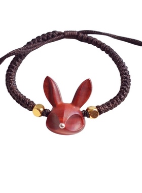 本命年手绳礼物小兔子檀木可爱