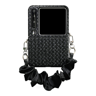 轻调 高级感黑草席纹丝巾腕带适用于华为Pura X手机壳全包新款purax典藏版折叠屏p50宝盒翻盖ins风防摔保护套