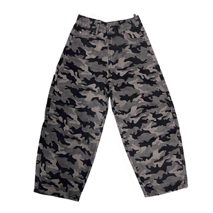 迷彩弯刀牛仔裤女2025冬季加绒美式嘻哈宽松显瘦高腰阔腿拖地长裤