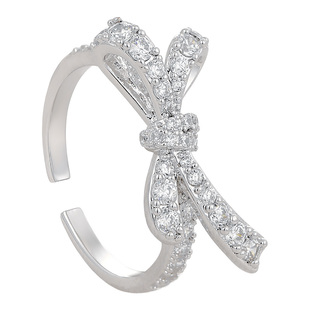 银色蝴蝶结开口戒指女轻奢高级感小众设计2026新款爆款巨好看指环