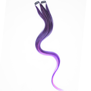 渐变紫挂耳染假发片女甜酷辣妹辫子编发神器彩色挑染接发条长直发