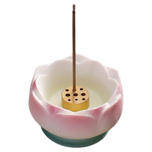 陶瓷香熏炉家用室内创意莲花线香炉底座茶道室内线香插炉子香座