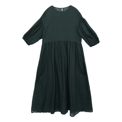 忘城文艺苎麻A摆飘逸连衣裙