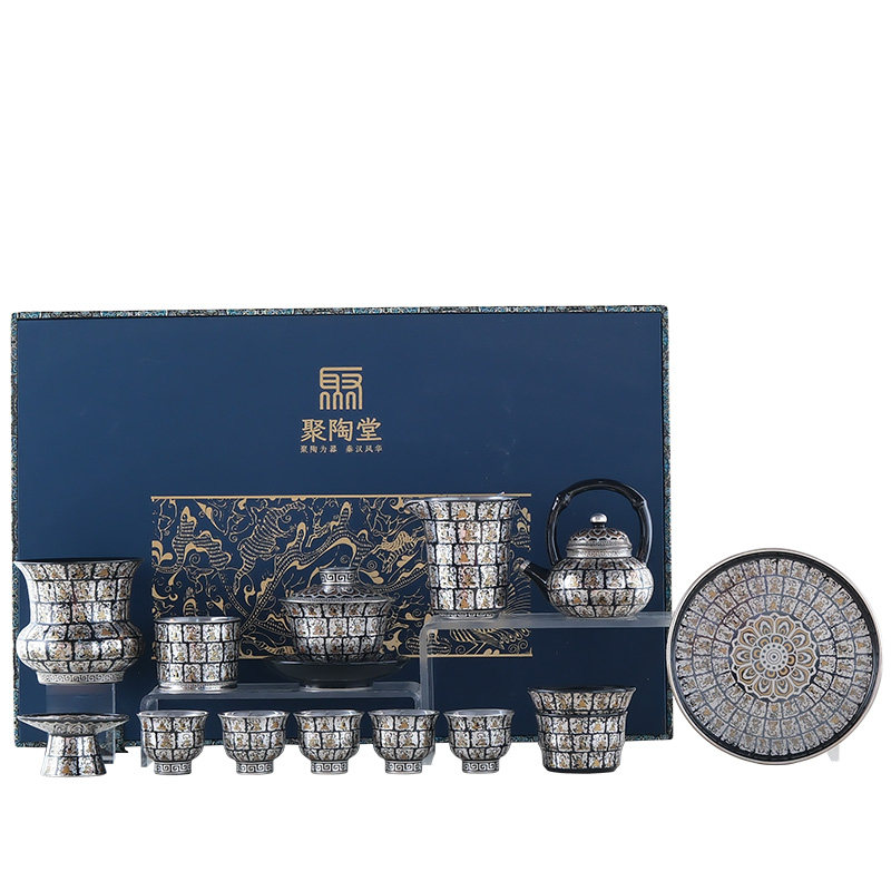 慕苑万佛石窟鎏银茶具套装伴手礼