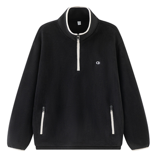 迈特优美式半拉链立领卫衣男秋冬季潮牌宽松休闲加绒加厚上衣外套