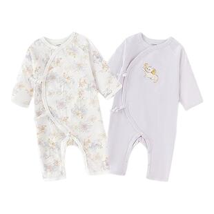 巴拉巴拉新生婴儿连体衣纯棉新款春秋睡衣礼盒宝宝满月爬服2件装