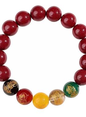 正品朱砂手链转运珠官方旗舰店招财本命年五路财神紫金砂手串礼物