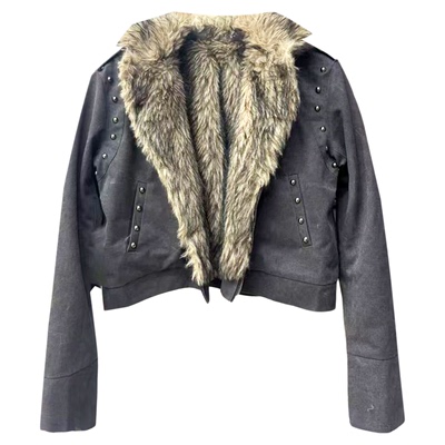 DETW水泥灰铆钉座山雕加厚外套