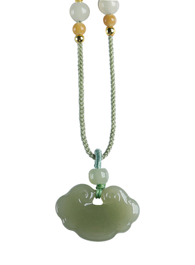 正品天然和田玉如意锁项链高级感简约平安玉佩中式玉坠项链挂件女