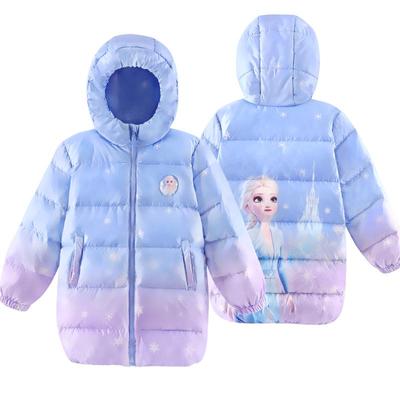 迪士尼中长款保暖女童连帽羽绒服