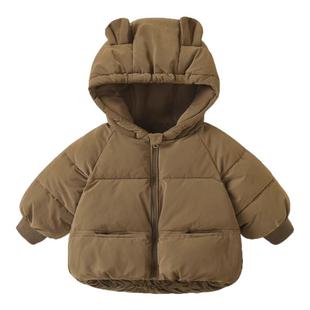 儿童棉衣耐脏羽绒棉服1岁半男女宝宝2加厚3到4岁小孩连帽保暖外套