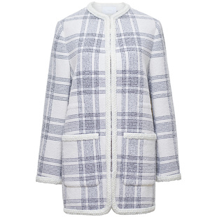 OBEG欧碧倩冬季法式中长款复古格纹羊毛大衣外套10444029