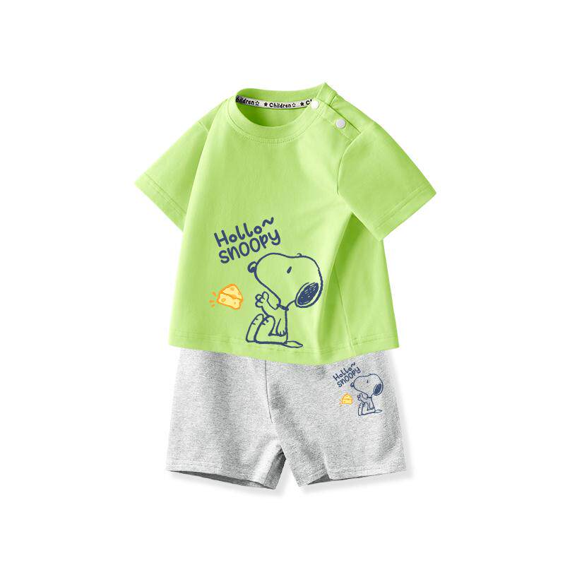 史努比夏季休闲套装纯棉短袖T恤