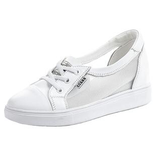 内增高小白鞋女真皮2026新款夏季网面透气浅口休闲显脚小板鞋女鞋