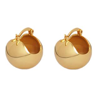 G/S 丹麦LIE光面小金球耳环博主fever同款时髦金属耳饰显脸瘦耳扣