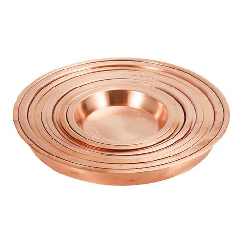 紫铜盆纯紫铜盘子 紫铜鸡盆纯铜盘平铜盘厚红铜餐具 海鲜盘铜器皿