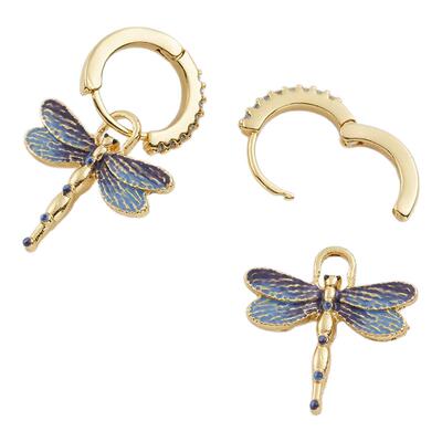 Fable蓝蜻蜓水晶珐琅彩耳环耳饰原创设计高级感礼物送女友