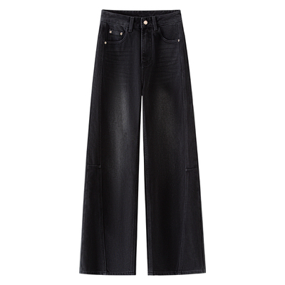 黑色时髦弯刀牛仔裤女春秋新款