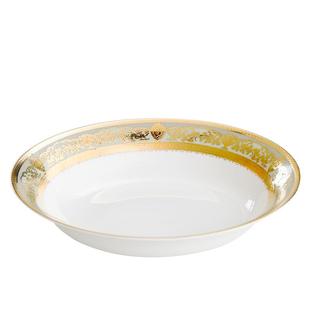 欧式浮雕骨瓷10英寸深菜盘酒店晚宴大号鲍翅盘果蔬盘家用炖菜深盘