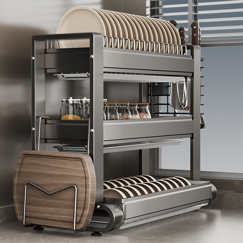 不锈钢碗碟收纳架沥水碗架碗盘碗筷沥水架厨房置物架放碗台面家用