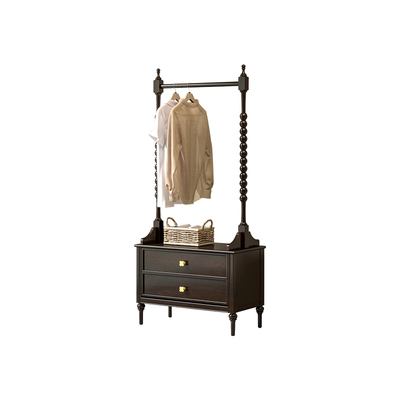 法式中古风全实木带抽衣帽架