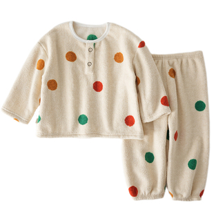 儿童睡衣秋冬2025新款男童女童宝宝加绒长袖家居服分体套装2件套