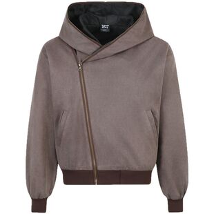 美式复古废土风斜拉链麂皮绒外套女春季新款2025高级感连帽夹克潮