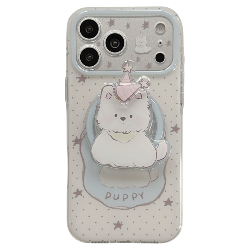 jze 少女心软萌旋转星星帽子小狗适用苹果17ProMax手机壳iphone15新款16pro磁吸支架17pro女14全包防摔手机套